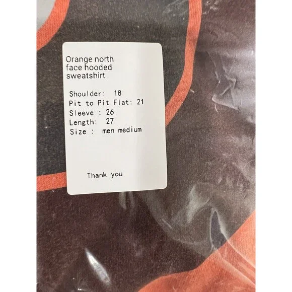 NORTH FACE Men's Medium Orange Hoodie Sweatshirt Outdoors Nature - Picture 9 of 9